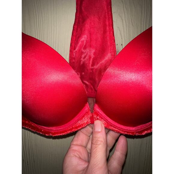 36B Victoria's Secret Bra Very Sexy Padded Push Up Red Satin Valentine's Day - Picture 2 of 8